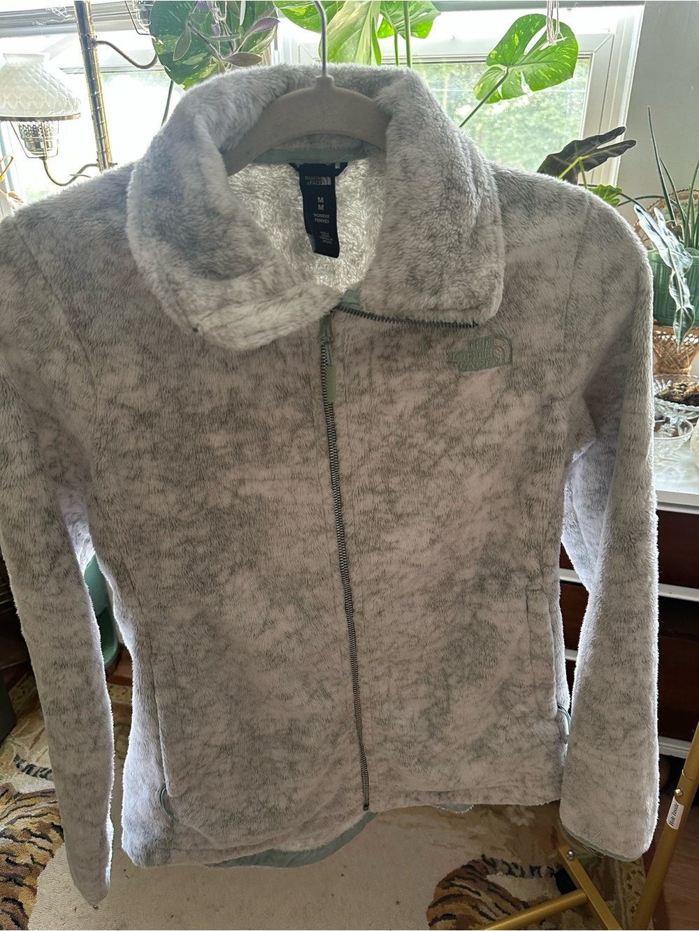 The North Face Women's Fuzzy Full-Zip Jacket in Light Gray